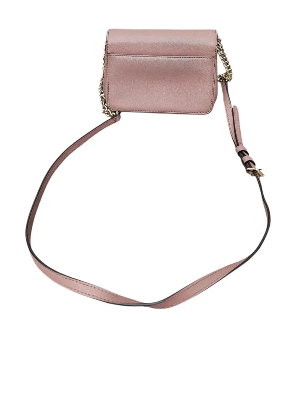 Michael Kors Tina Leather Mini Small Crossbody Clutch Bag COA Chain Dusty Rose